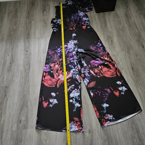 Ted Baker Floral Halter Neck Wide Leg Jumpsuit Black Multi Size 5/US 12 - Picture 11 of 14